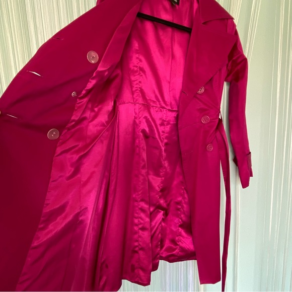 Bebe Barbie Pink Magenta Trench Coat Size XS - Picture 11 of 17